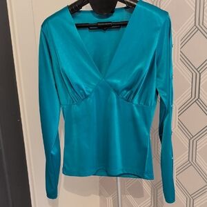 Elegant Teal V-Neck Women's Top